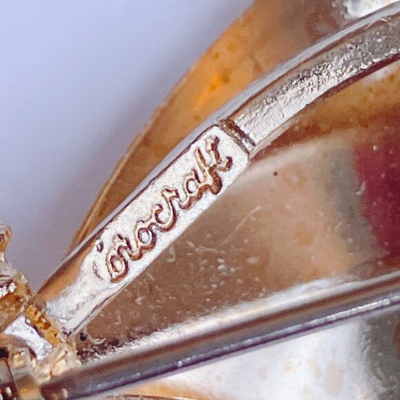 VTG Mid Century Signed Corocraft Gold Tone Owl Brooch Figural Pin 1950s Jewelry - Picture 8 of 10